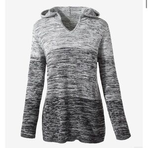 NWT Chicos Matrix Gradient hooded sweater in black/gray/white ombre, size 1 (M)